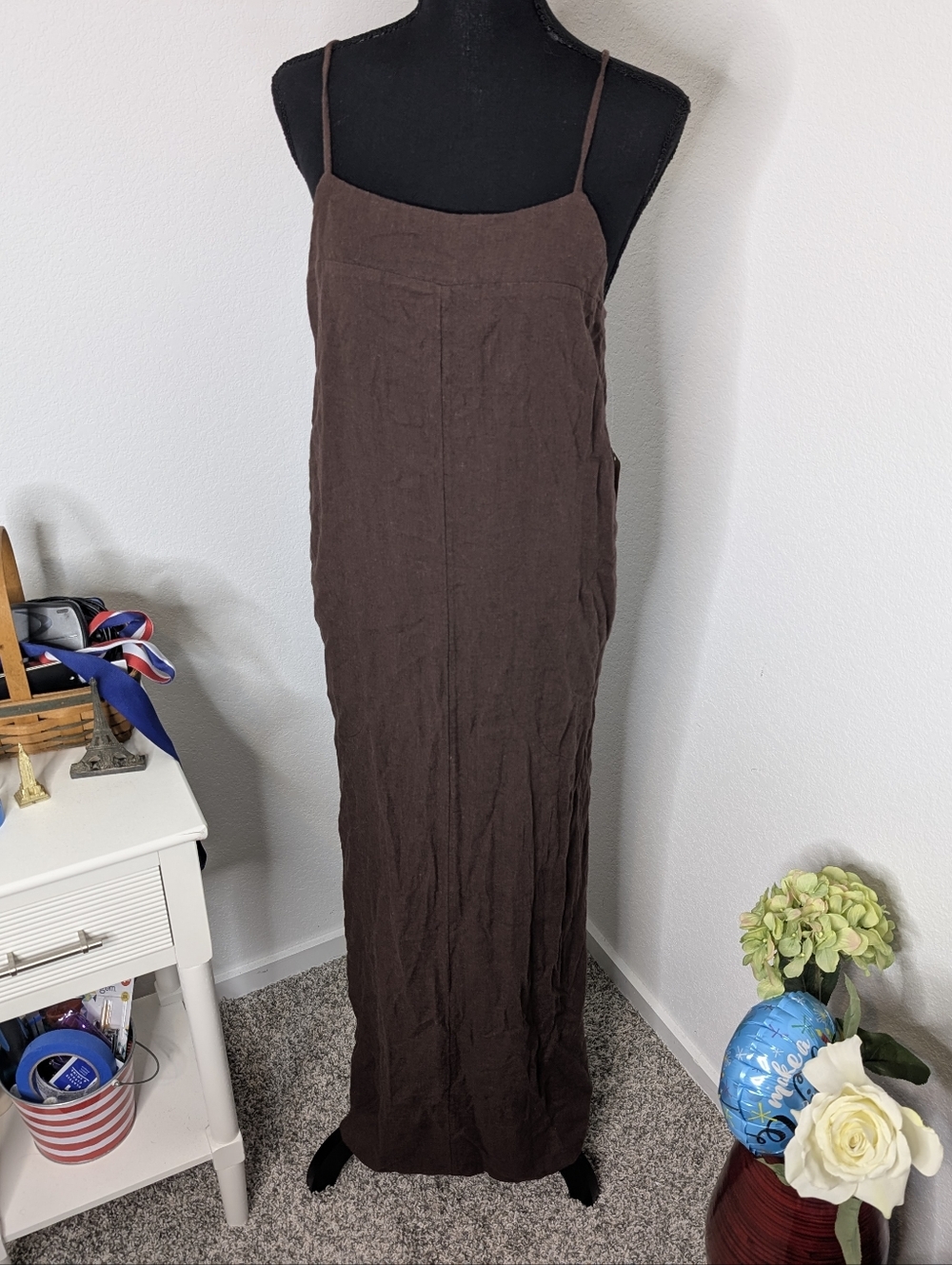 Free People Free-est Aspen Linen Maxi Dress Cami Sleeveless Slip XS NWT - Picture 5 of 11